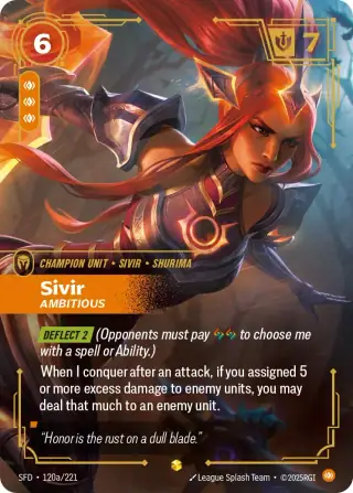 Sivir, Ambitious — Riftbound Showcase card SFD 120a