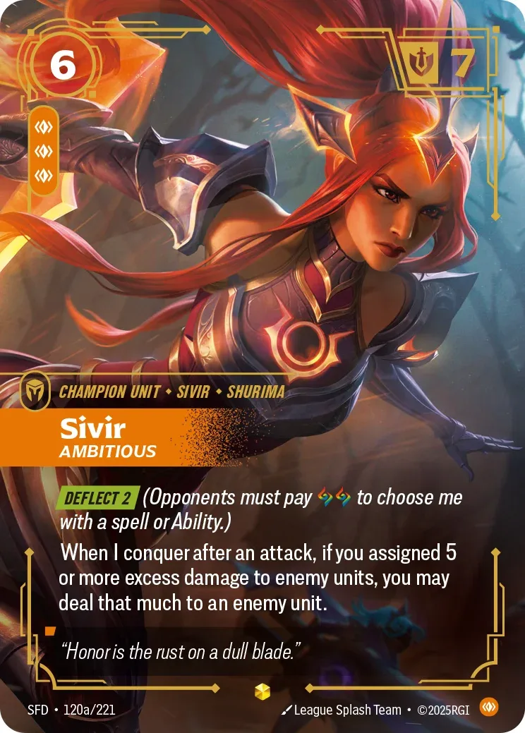 Sivir, Ambitious — Riftbound Showcase card SFD 120a