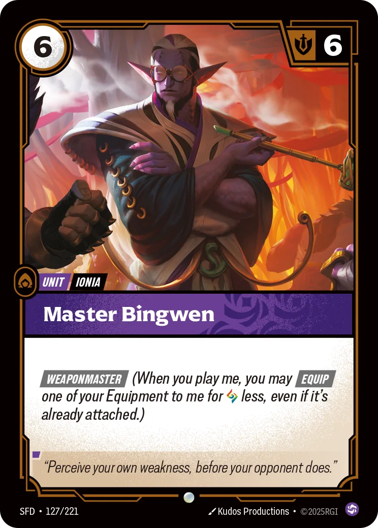 Master Bingwen — Riftbound card SFD 127