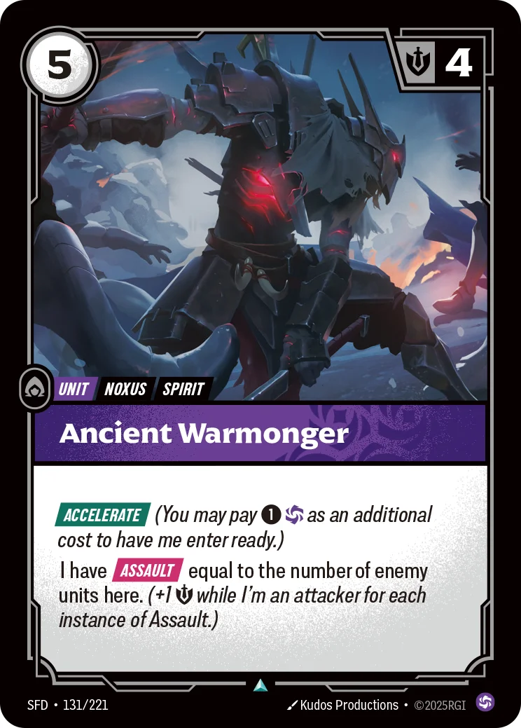 Ancient Warmonger — Riftbound card SFD 131