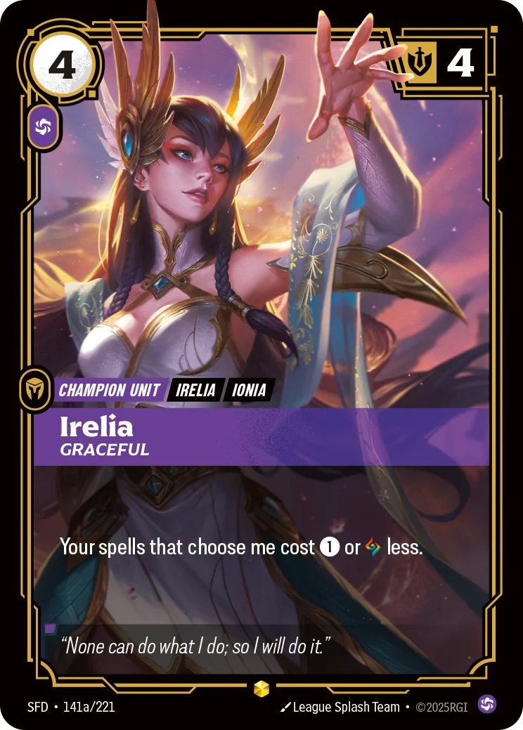 Irelia, Graceful — Riftbound Showcase card SFD 141a