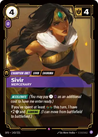 Sivir, Mercenary — Riftbound card SFD 143