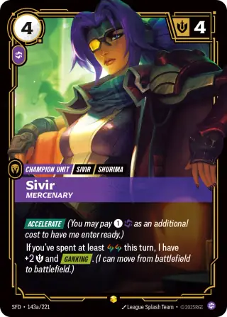Sivir, Mercenary — Riftbound Showcase card SFD 143a