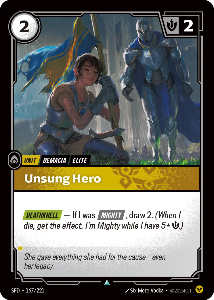 Unsung Hero — Riftbound promo card SFD 167