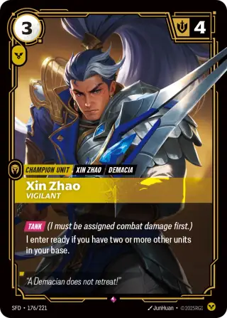 Xin Zhao, Vigilant — Riftbound card SFD 176
