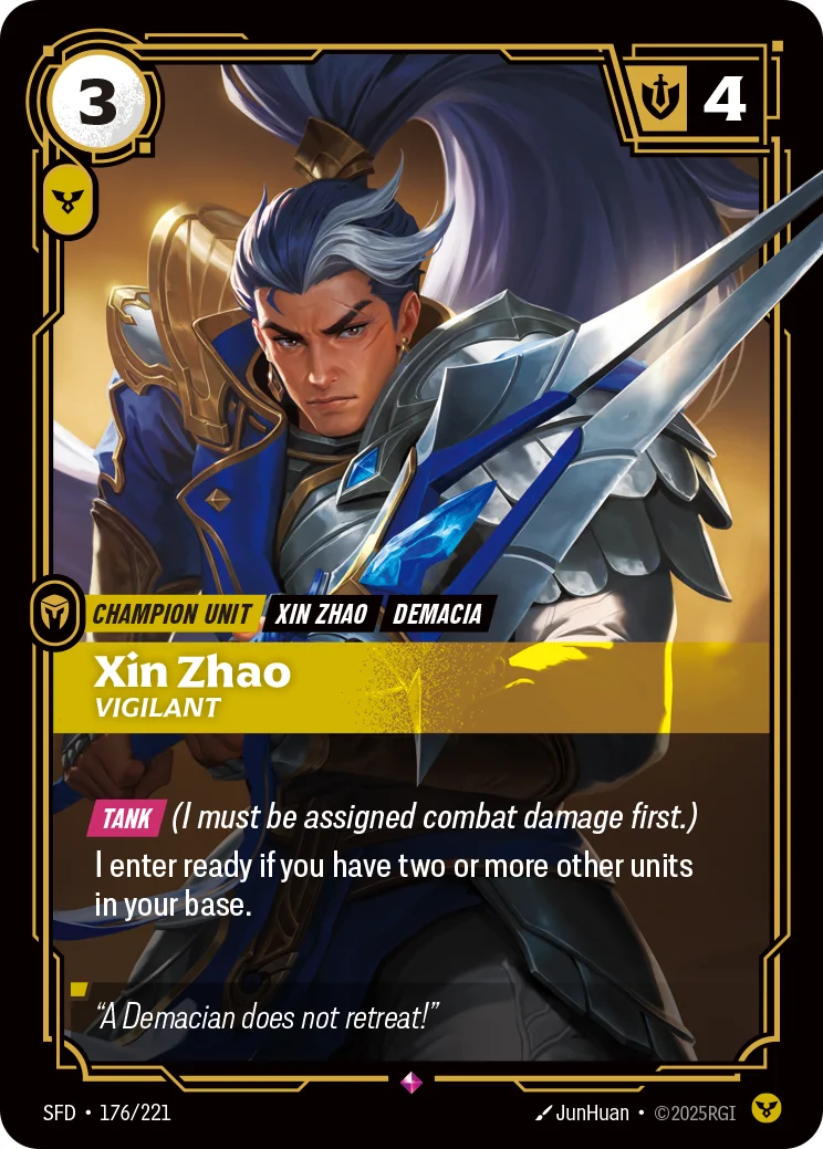 Xin Zhao, Vigilant — Riftbound card SFD 176