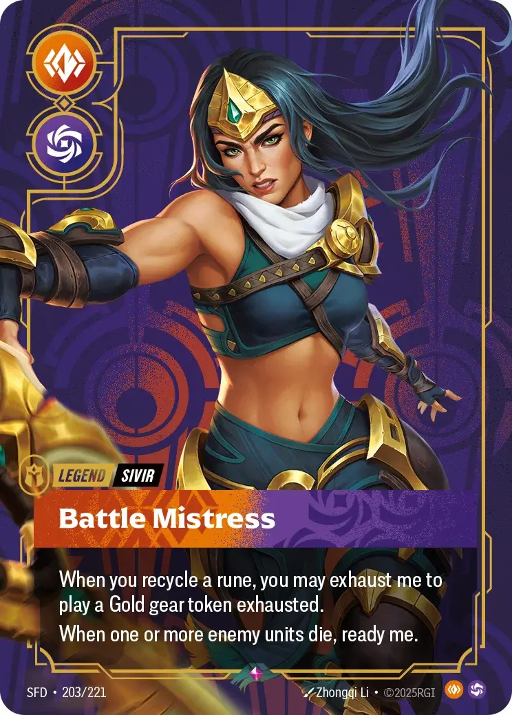 Sivir, Battle Mistress — Riftbound promo card SFD 203
