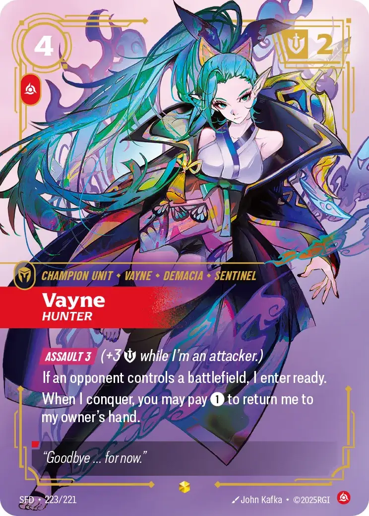 Vayne, Hunter — Riftbound overnumbered card SFD 223