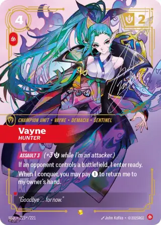 Vayne, Hunter — Riftbound signature card SFD 223