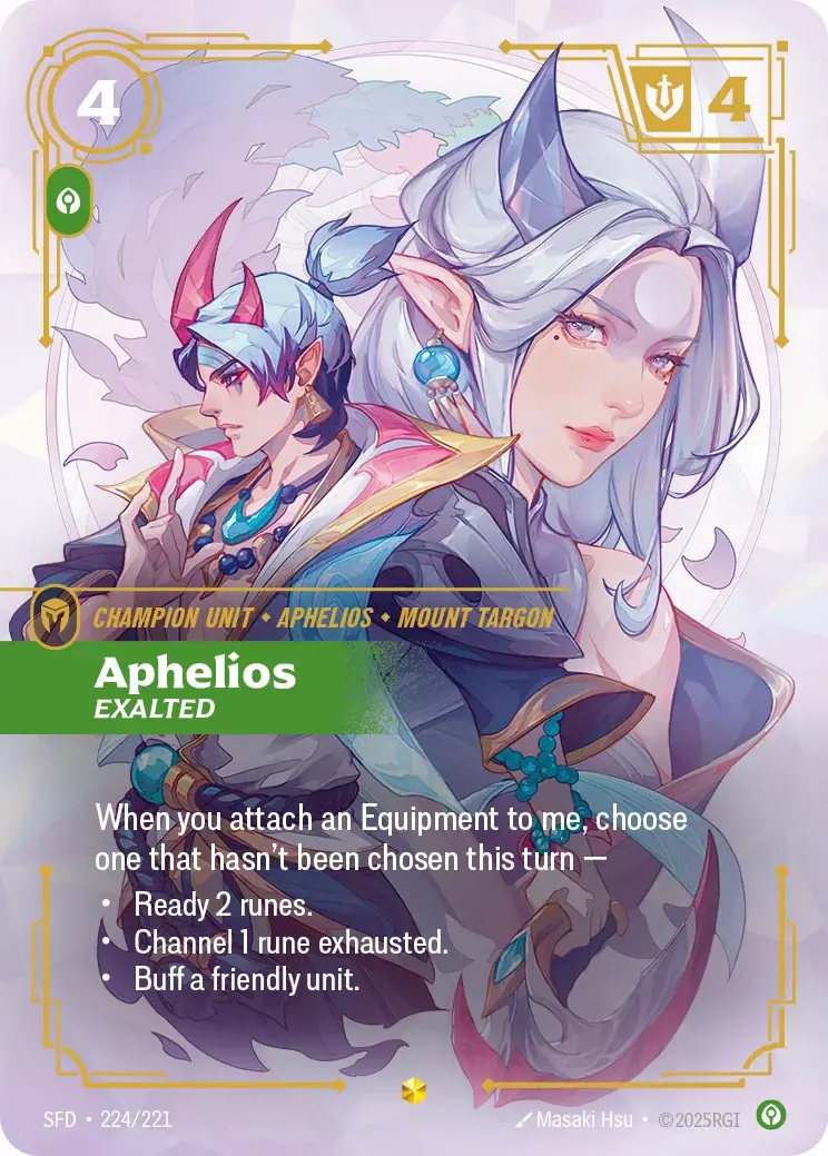 Aphelios, Exalted — Riftbound overnumbered card SFD 224