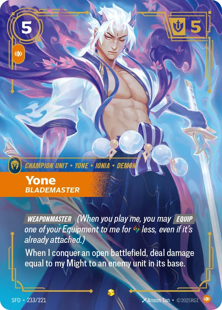 Yone, Blademaster — Riftbound overnumbered card SFD 233