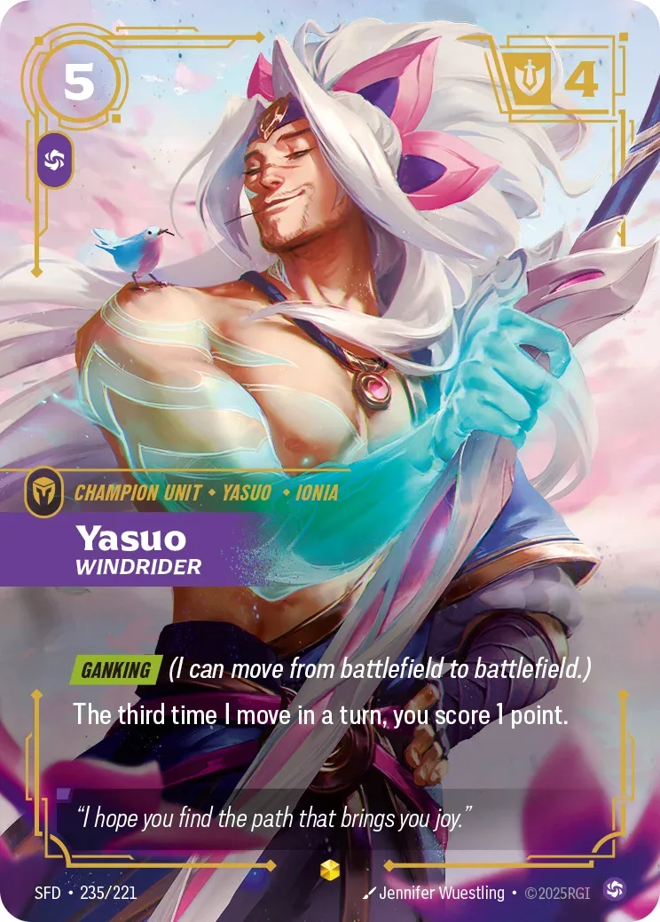 Yasuo, Windrider — Riftbound overnumbered card SFD 235