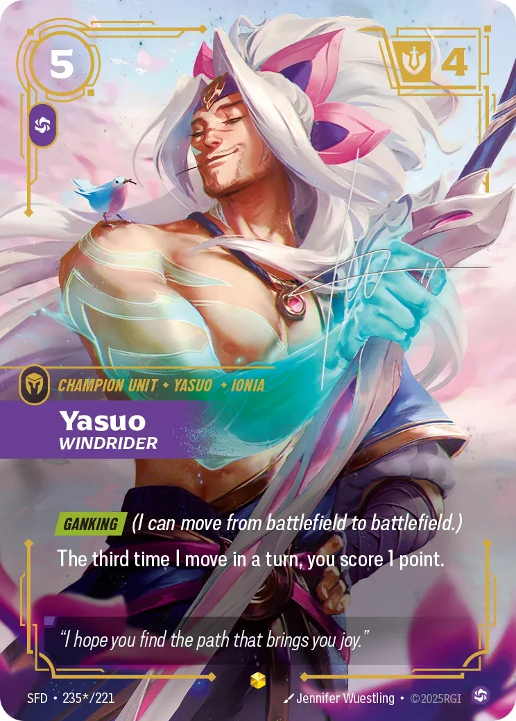 Yasuo, Windrider — Riftbound signature card SFD 235