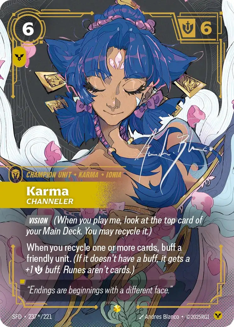 Karma, Channeler — Riftbound signature card SFD 237