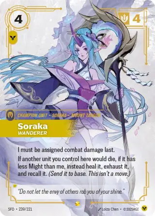 Soraka, Wanderer — Riftbound overnumbered card SFD 239