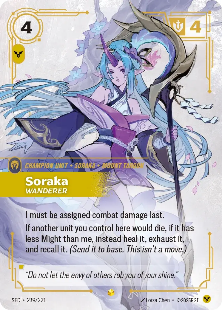 Soraka, Wanderer — Riftbound overnumbered card SFD 239