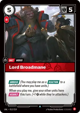 Lord Broadmane — Riftbound card UNL 012