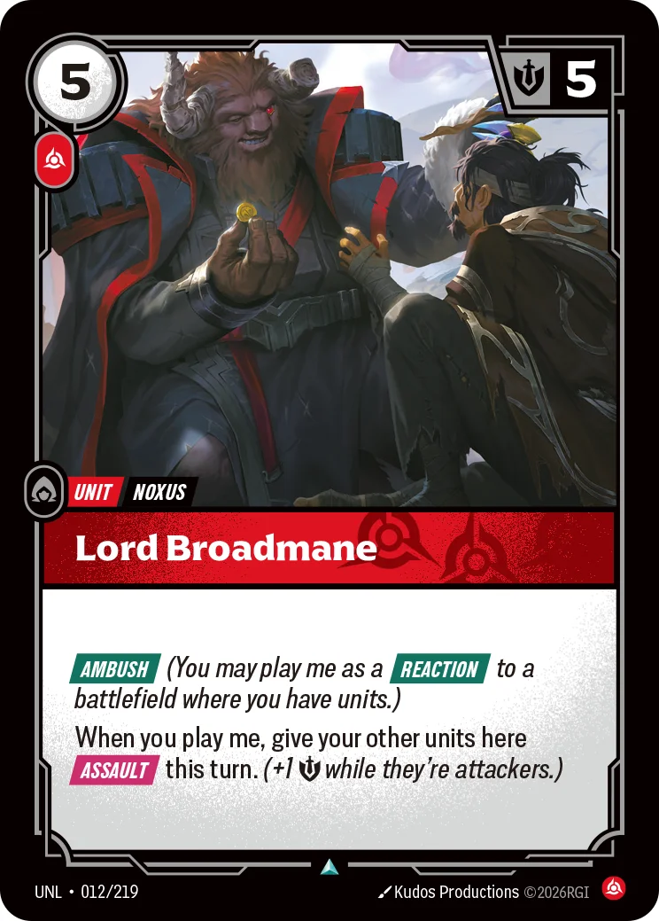 Lord Broadmane — Riftbound card UNL 012