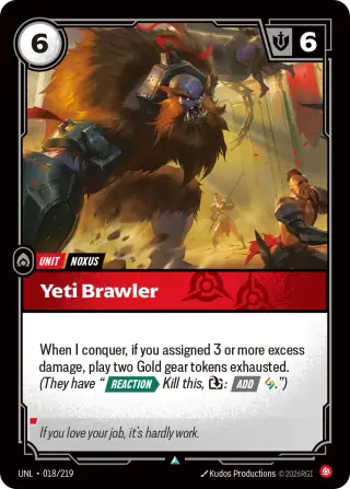 Yeti Brawler — Riftbound card UNL 018