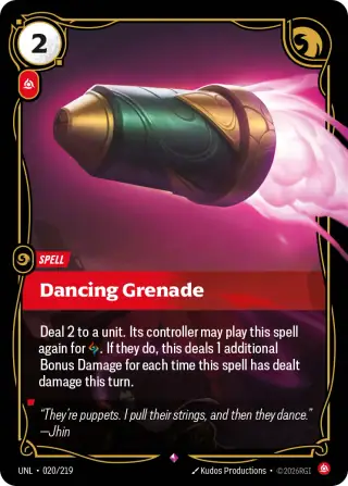 Dancing Grenade — Riftbound card UNL 020
