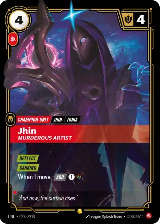 Jhin, Murderous Artist — Riftbound Showcase card UNL 022a