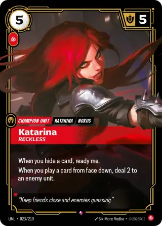 Katarina, Reckless — Riftbound card UNL 023