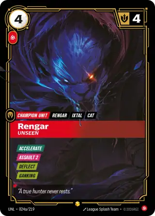 Rengar, Unseen — Riftbound Showcase card UNL 024a