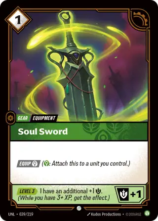 Soul Sword — Riftbound promo card UNL 039