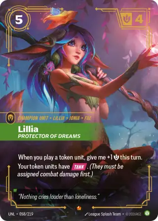 Lillia, Protector of Dreams — Riftbound promo card UNL 058