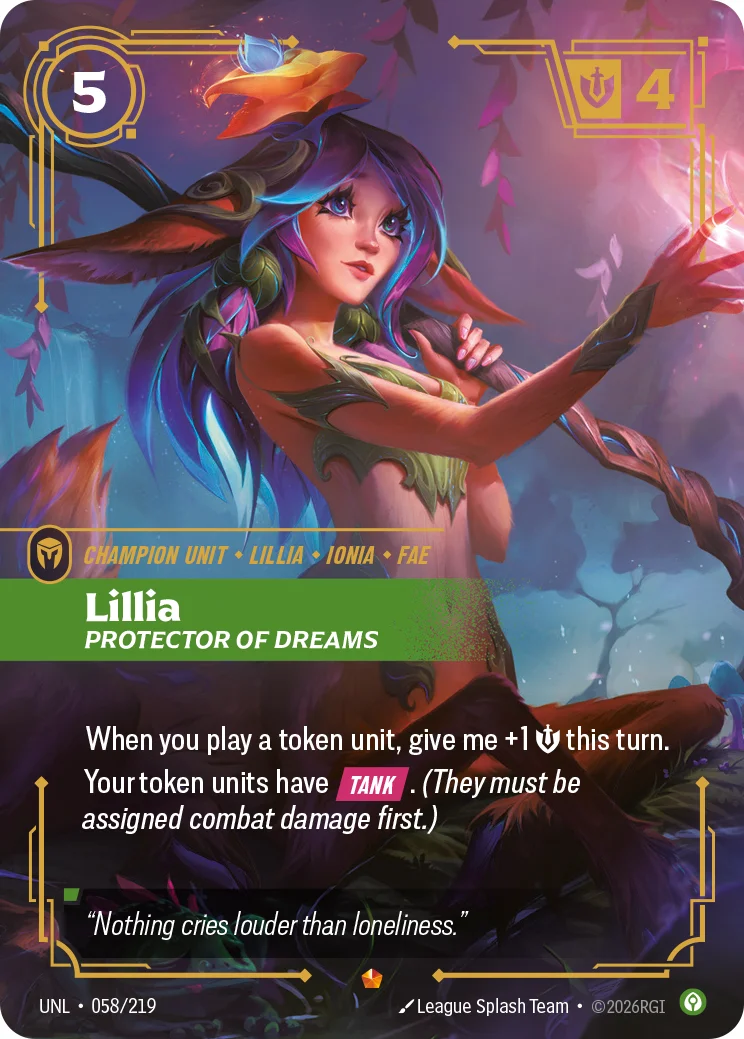 Lillia, Protector of Dreams — Riftbound promo card UNL 058