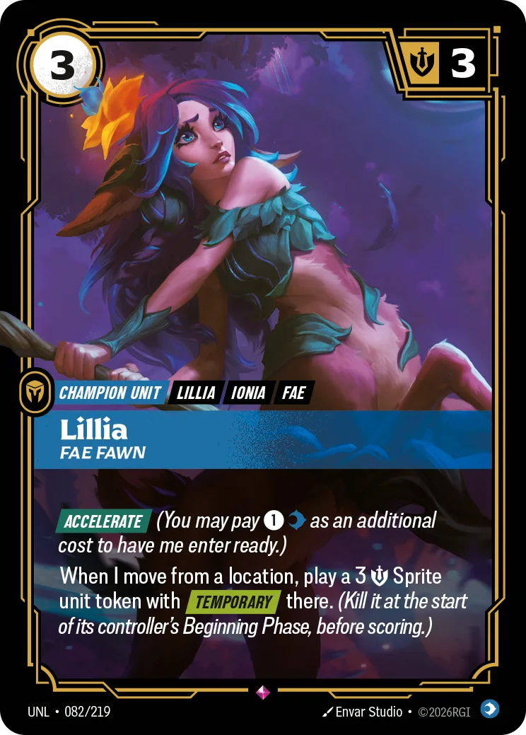 Lillia, Fae Fawn — Riftbound promo card UNL 082b