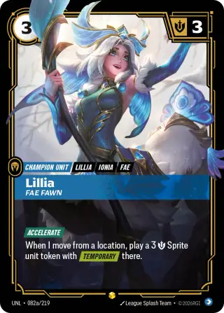 Lillia, Fae Fawn — Riftbound Showcase card UNL 082a