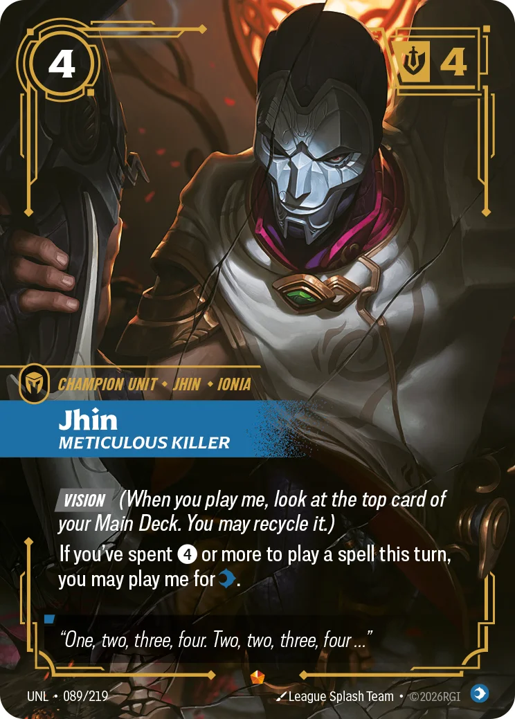 Jhin, Meticulous Killer — Riftbound Epic card UNL 089