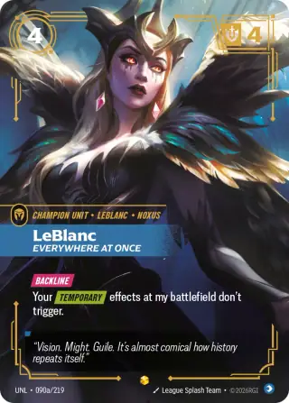 LeBlanc, Everywhere at Once — Riftbound Showcase card UNL 090a