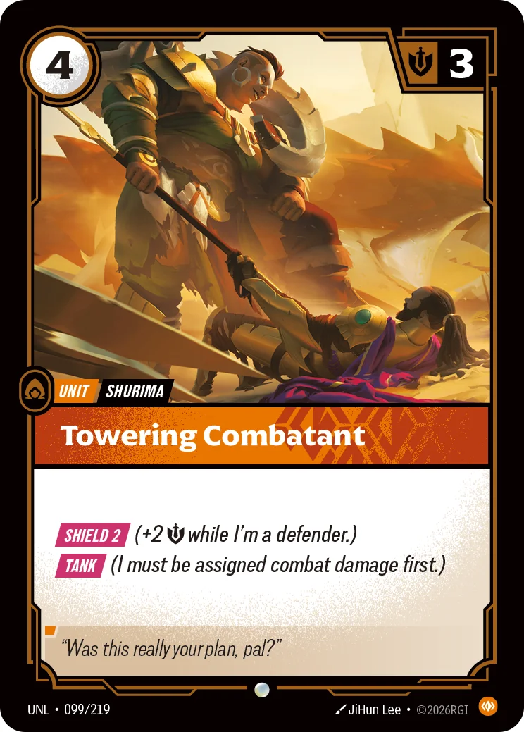 Towering Combatant — Riftbound card UNL 099