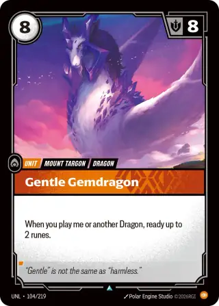 Gentle Gemdragon — Riftbound card UNL 104