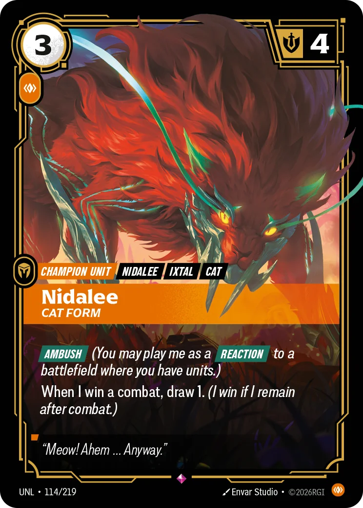 Nidalee, Cat Form — Riftbound card UNL 114