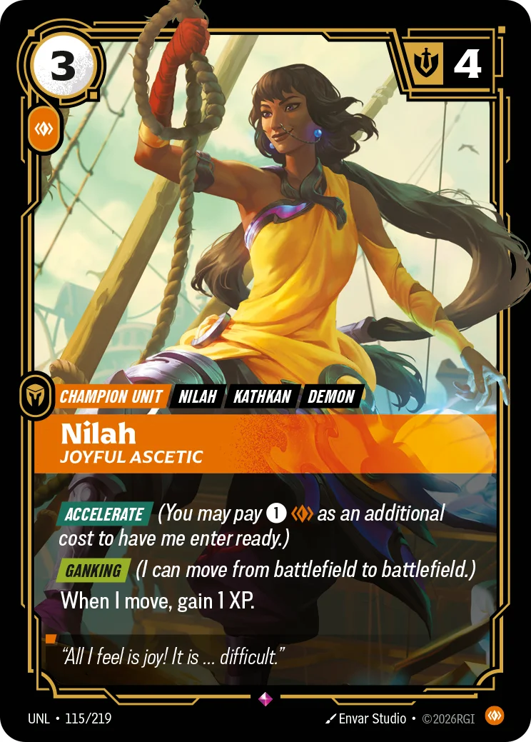 Nilah, Joyful Ascetic — Riftbound card UNL 115