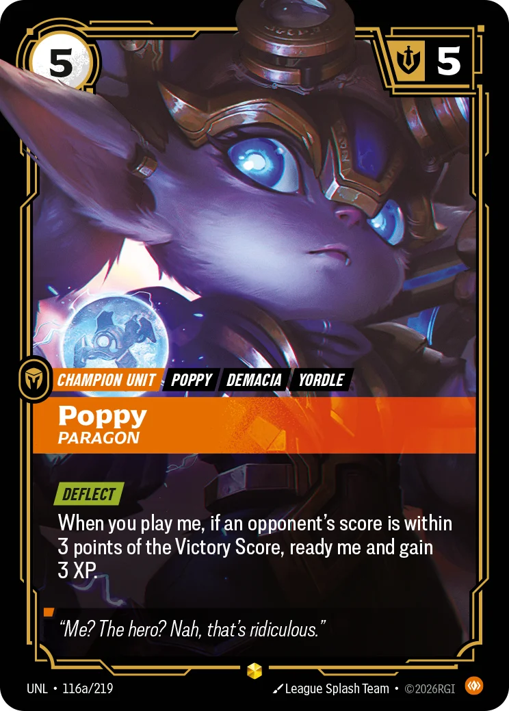 Poppy, Paragon — Riftbound Showcase card UNL 116a