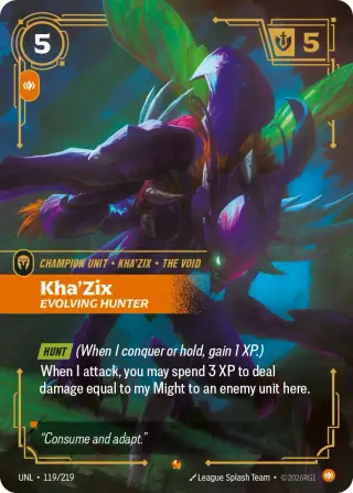Kha'Zix, Evolving Hunter — Riftbound Epic card UNL 119
