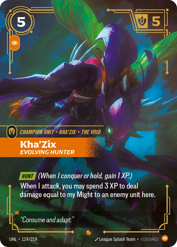 Kha'Zix, Evolving Hunter — Riftbound Epic card UNL 119