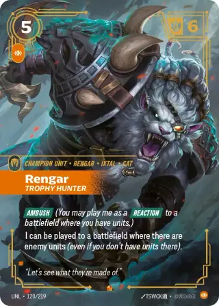 Rengar, Trophy Hunter — Riftbound Epic card UNL 120