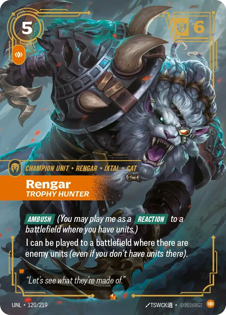 Rengar, Trophy Hunter — Riftbound promo card UNL 120