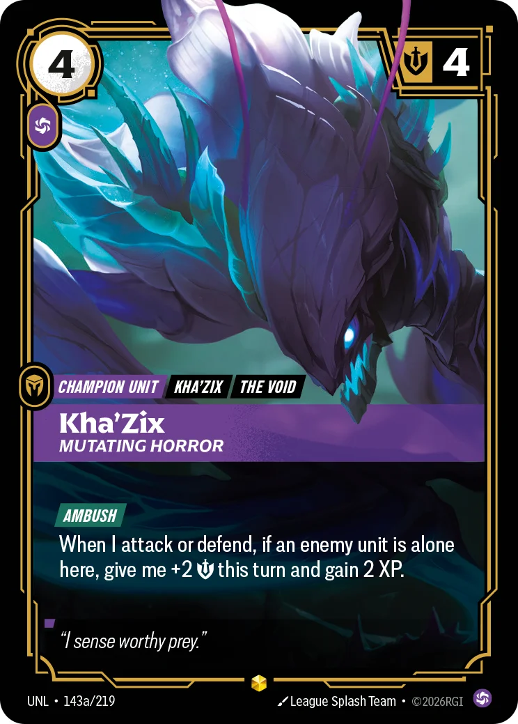 Kha'Zix, Mutating Horror — Riftbound Showcase card UNL 143a
