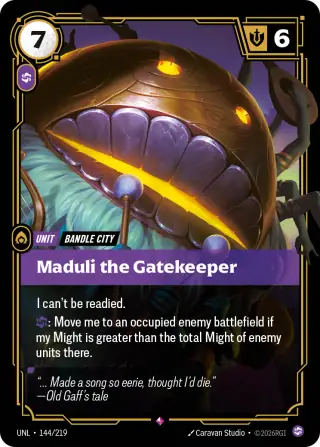 Maduli the Gatekeeper — Riftbound card UNL 144