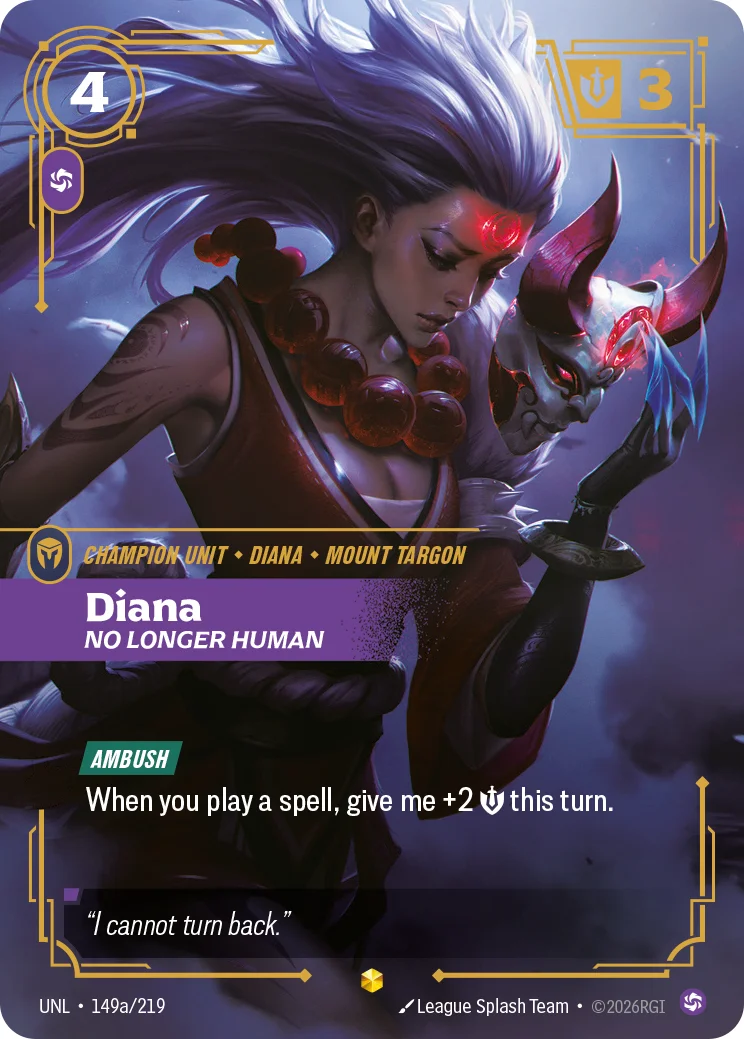 Diana, No Longer Human — Riftbound Showcase card UNL 149a