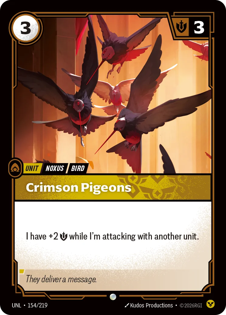 Crimson Pigeons — Riftbound card UNL 154