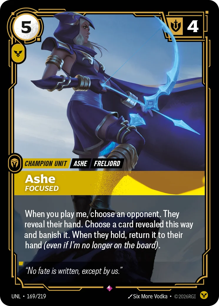 Ashe, Focused — Riftbound promo card UNL 169