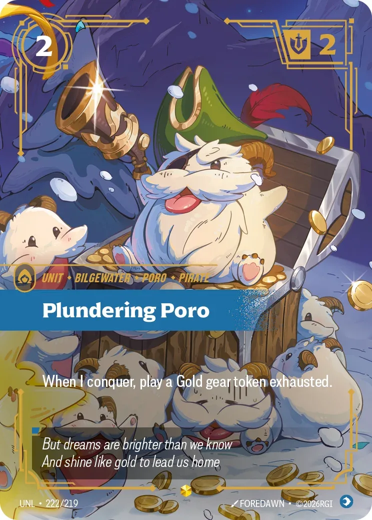 Plundering Poro — Riftbound overnumbered card UNL 222