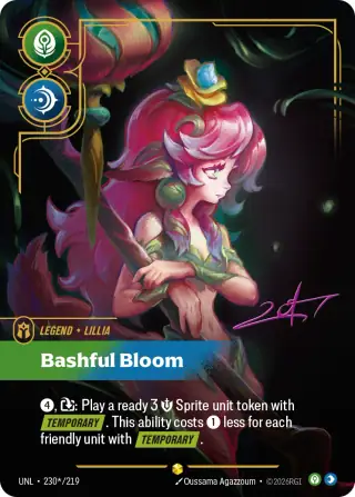 Lillia, Bashful Bloom — Riftbound signature card UNL 230